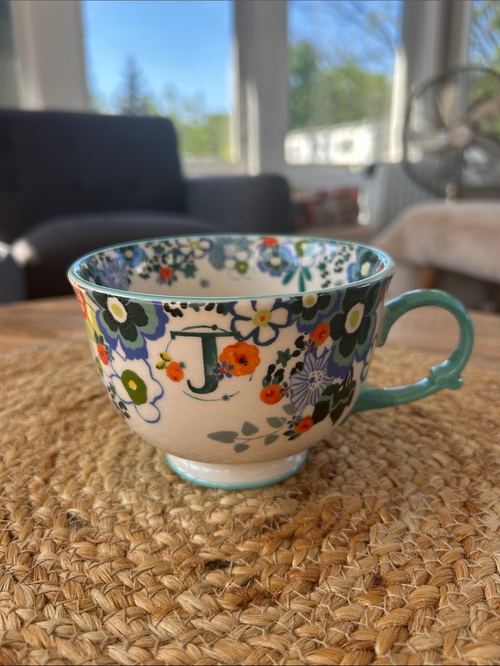 Anthropologie Initial ‘J’ Tea Time Mug